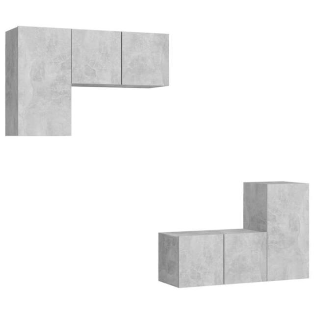 Berkfield Home 4 Piece TV Cabinet Set Concrete Grey Engineered Wood - image 1