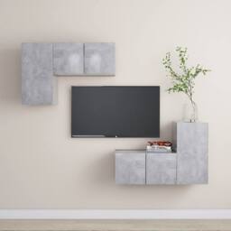 Berkfield Home 4 Piece TV Cabinet Set Concrete Grey Engineered Wood - thumbnail 2