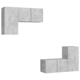 Berkfield Home 4 Piece TV Cabinet Set Concrete Grey Engineered Wood - thumbnail 1