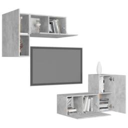 Berkfield Home 4 Piece TV Cabinet Set Concrete Grey Engineered Wood - thumbnail 3