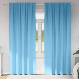 Berkfield Home Curtains with Curtains 2 pcs Light blue 225 x 140 cm Polyester - thumbnail 2