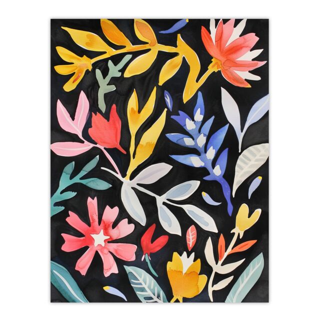 "Artery8 Abstract Floral Botanical Henri Matisse Style Wall Art Print - Size: W24"" x H32""" - image 1