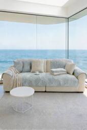 Living and Home Non-Slip Sofa Cover in Durable Polyester in Light Grey - Size: Small - thumbnail 2