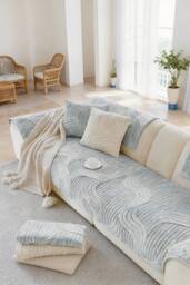 Living and Home Non-Slip Sofa Cover in Durable Polyester in Light Grey - Size: Small