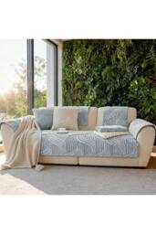Living and Home Non-Slip Sofa Cover in Durable Polyester in Light Grey - Size: Small - thumbnail 3