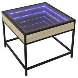Berkfield Home Decorative Coffee Table with Infinity LED Sonoma Oak 50x50x41 cm in Brown - Size: 50 x 50 x 41 cm - thumbnail 1