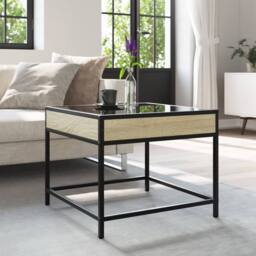 Berkfield Home Decorative Coffee Table with Infinity LED Sonoma Oak 50x50x41 cm in Brown - Size: 50 x 50 x 41 cm - thumbnail 4
