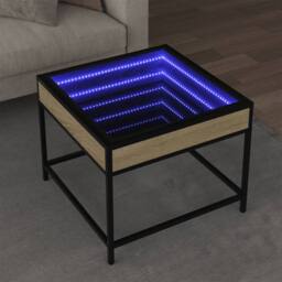 Berkfield Home Decorative Coffee Table with Infinity LED Sonoma Oak 50x50x41 cm in Brown - Size: 50 x 50 x 41 cm - thumbnail 2