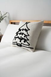 BHS Christmas Tree Tufted Cushion in Black - Size: 43 cm x 43 cm - thumbnail 1