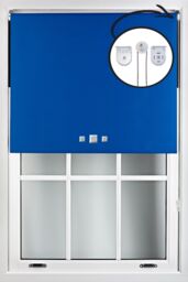 Furnished Blue Blackout Roller Blinds with Triple Square Eyelets & Metal Fittings - Size: 75 cm width x 165 cm drop - thumbnail 1