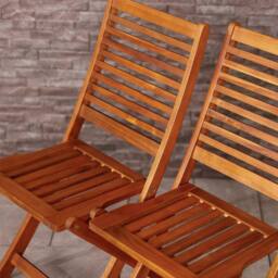 Charles Bentley Acacia Wood Pair of Outdoor Foldable Chairs in Natural - thumbnail 2