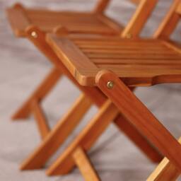 Charles Bentley Acacia Wood Pair of Outdoor Foldable Chairs in Natural - thumbnail 4