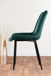 FurnitureboxUK Santorini Brown Round Dining Table & 4 Pesaro Black Leg Chairs in Green - thumbnail 5