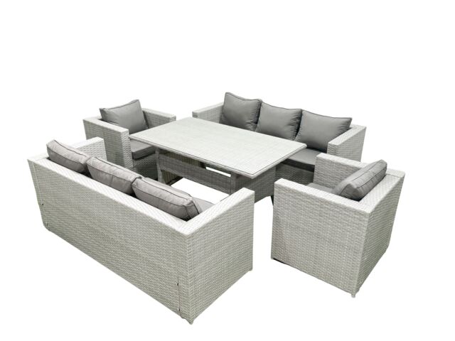 Fimous Rattan Garden Furniture Set Outdoor 8 Seater Patio Dinin g Sofa Sets with Dining Table 2 Chairs Light Grey Mixed - image 1