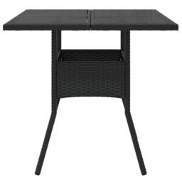 Berkfield Home Garden Table with Glass Top Black 80x80x75 cm Poly Rattan - Size: 80 x 80 x 75 cm - thumbnail 4