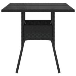 Berkfield Home Garden Table with Glass Top Black 80x80x75 cm Poly Rattan - Size: 80 x 80 x 75 cm - thumbnail 5