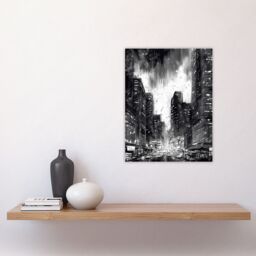 "Artery8 Downtown Chicago Ink Sketch Cityscape Pen & Ink Charcoal Dark Moody Unframed Wall Art Print Poster Home Decor Premium - Size: W12"" x H16""" - thumbnail 4