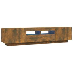 Berkfield Home 2 Piece TV Cabinet Set with LED Lights Smoked Oak Engineered Wood in Brown - thumbnail 2