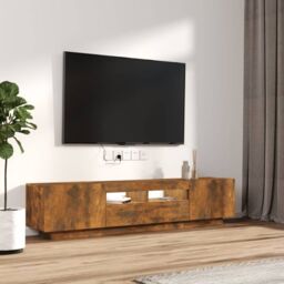 Berkfield Home 2 Piece TV Cabinet Set with LED Lights Smoked Oak Engineered Wood in Brown - thumbnail 5