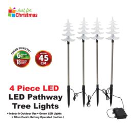 Almineez 4 x Crystal Christmas Tree Pre-Lit Green LED Pathway Lights - thumbnail 3