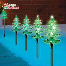 Almineez 4 x Crystal Christmas Tree Pre-Lit Green LED Pathway Lights - thumbnail 5