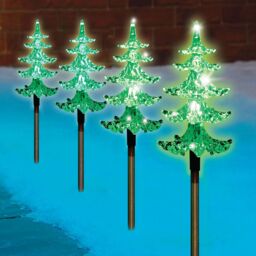 Almineez 4 x Crystal Christmas Tree Pre-Lit Green LED Pathway Lights