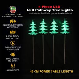 Almineez 4 x Crystal Christmas Tree Pre-Lit Green LED Pathway Lights - thumbnail 2