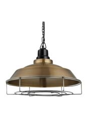 Industville Brooklyn Step Pendant, 16 Inch, Brass, Black Chain Holder, Cage in Bronze - thumbnail 2