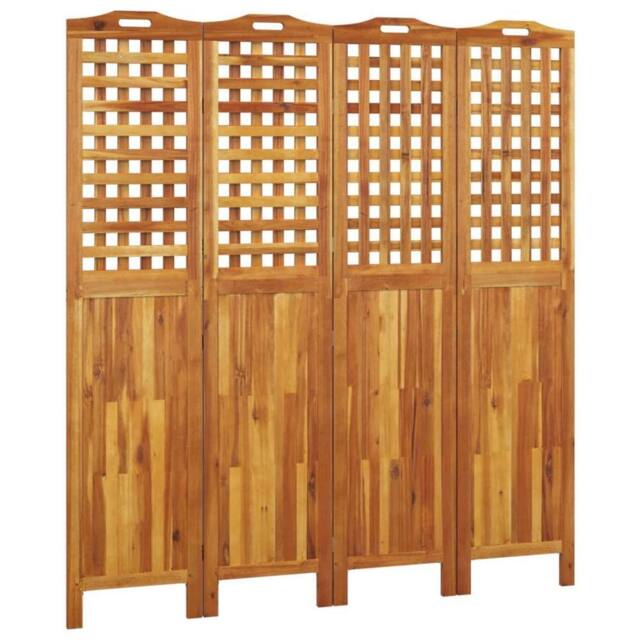 Berkfield Home 4-Panel Room Divider 162x2x180 cm Solid Wood Acacia in Brown - Size: 162 x 2 x 180 cm - image 1