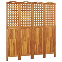 Berkfield Home 4-Panel Room Divider 162x2x180 cm Solid Wood Acacia in Brown - Size: 162 x 2 x 180 cm