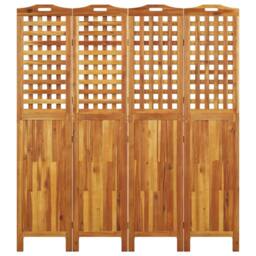 Berkfield Home 4-Panel Room Divider 162x2x180 cm Solid Wood Acacia in Brown - Size: 162 x 2 x 180 cm - thumbnail 5