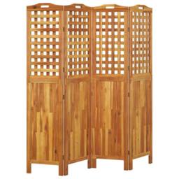 Berkfield Home 4-Panel Room Divider 162x2x180 cm Solid Wood Acacia in Brown - Size: 162 x 2 x 180 cm - thumbnail 4
