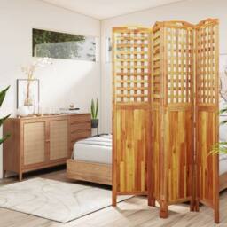 Berkfield Home 4-Panel Room Divider 162x2x180 cm Solid Wood Acacia in Brown - Size: 162 x 2 x 180 cm - thumbnail 2