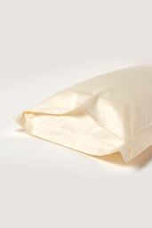 Homescapes Duck Egg Blue Sateen Cotton Oxford Pillowcase 400 TC in Cream - thumbnail 3
