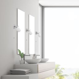 First Choice Lighting Brom - Chrome Opal Glass IP44 Pull Cord Bathroom Wall Spotlight in Silver - thumbnail 3