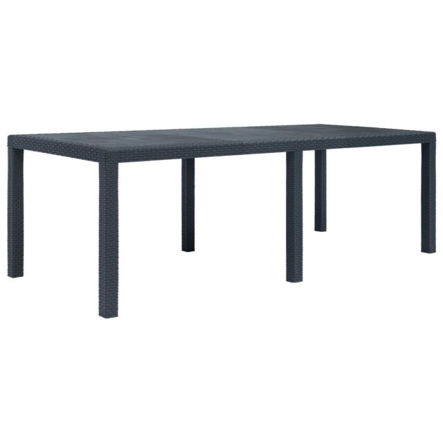 Berkfield Home Garden Table Anthracite 220x90x72 cm Plastic Rattan Look in Black - Size: 220 x 90 x 72 cm - image 1