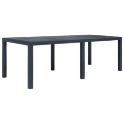 Berkfield Home Garden Table Anthracite 220x90x72 cm Plastic Rattan Look in Black - Size: 220 x 90 x 72 cm - thumbnail 1