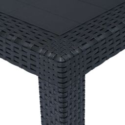 Berkfield Home Garden Table Anthracite 220x90x72 cm Plastic Rattan Look in Black - Size: 220 x 90 x 72 cm - thumbnail 3