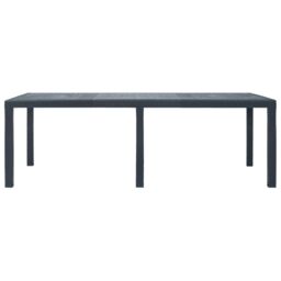 Berkfield Home Garden Table Anthracite 220x90x72 cm Plastic Rattan Look in Black - Size: 220 x 90 x 72 cm - thumbnail 2