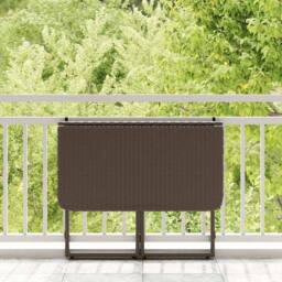 Berkfield Home Beautiful Folding Garden Table Brown 90x51x75 cm Poly Rattan - Size: 90 x 51 x 75 cm - thumbnail 1
