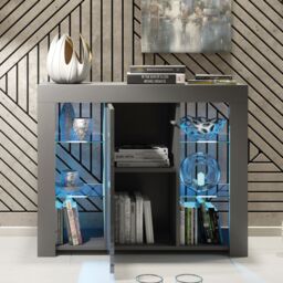 Creative Furniture Harbor Sideboard 97cm - A Stylish & Functional Cabinet with Gloss Doors & LED Lights in Dark Grey - thumbnail 5
