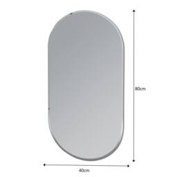 Showerdrape Archway Oval Wall Mounted Frameless Bevelled Edge Bathroom Mirror 80 x 40cm in Silver - Size: 80 x 40 cm - thumbnail 2