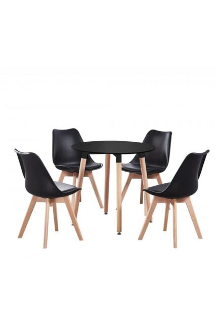 Life Interiors 'Lorenzo' Round Dining Set with a Table & Dining Chair Set of 4 in Black - image 1