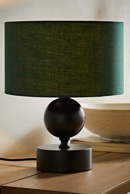 ValueLights Anthony Candlestick Table Lamp with Fabric Drum Lamp Shade & Bulb in Bottle Green - image 1