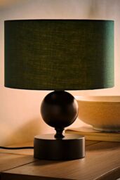 ValueLights Anthony Candlestick Table Lamp with Fabric Drum Lamp Shade & Bulb in Bottle Green - thumbnail 2