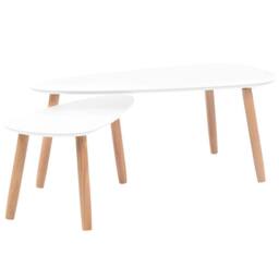 Berkfield Home Decorative Coffee Table Set 2 Pieces Solid Pinewood White - thumbnail 3