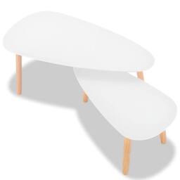 Berkfield Home Decorative Coffee Table Set 2 Pieces Solid Pinewood White - thumbnail 5