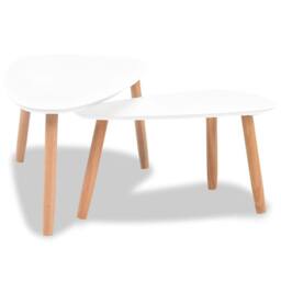 Berkfield Home Decorative Coffee Table Set 2 Pieces Solid Pinewood White - thumbnail 4