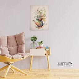 "Artery8 Wildflower Floral Bouquet In Teapot Vase Canvas Wall Art Print - Size: W18"" x H24""" - thumbnail 3