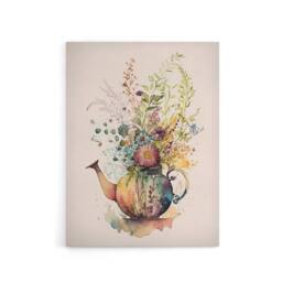 "Artery8 Wildflower Floral Bouquet In Teapot Vase Canvas Wall Art Print - Size: W18"" x H24""" - thumbnail 1
